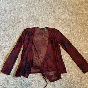 New York & Company Sheer Burgundy Cardigan
